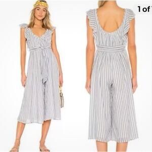 Apiece Apart Highland Jumpsuit Sz M Wide Crop Leg Striped 1-Piece Gauze Pockets